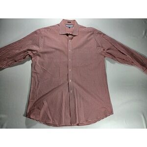 Tommy Hilfiger Ithaca Red Gingham Check Dress Shirt Mens XL 17 3233 Long Sleeve